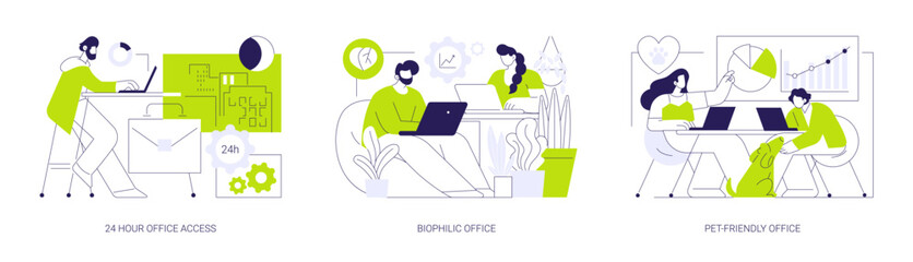 Office facilities and design isolated cartoon vector illustrations se