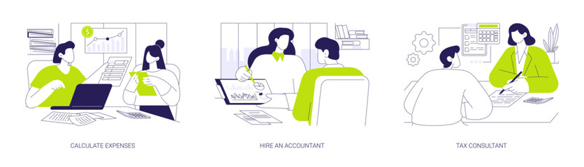 Small business finance management isolated cartoon vector illustrations se