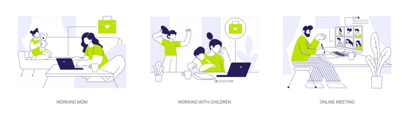 Home office isolated cartoon vector illustrations se