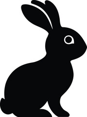 Obraz premium Silhouetted Bunny: A simple, elegant black silhouette of a rabbit, sitting and facing right, against a minimalist backdrop.