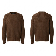 Brown men's knitted sweater isolated on white background