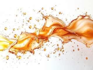 salpicadura de líquido naranja, mostrando movimiento fluido, textura y viveza contra un fondo blanco.líquido en movimiento, capturando la energía pura y la expresión fluida del movimiento.