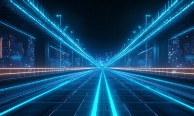 3d technology abstract neon light background, empty space scene, spotlight, dark night, virtual reality, cyber futuristic sci-fi background, street floor studio for mock up. colored geometric.