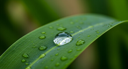 Leaf Adorned With Water Droplets Reflecting Fresh Natural Beauty
