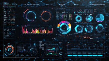 Obraz premium Futuristic hud big data visualization with charts and graphs