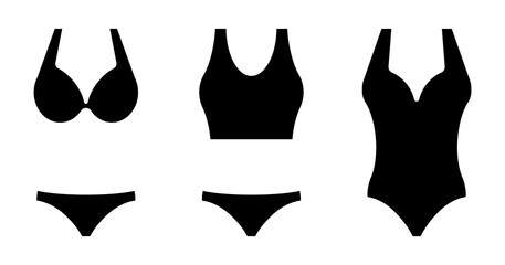 A set of lingerie. Set of silhouettes of modern swimwear and lingerie. Vector illustration EPS10