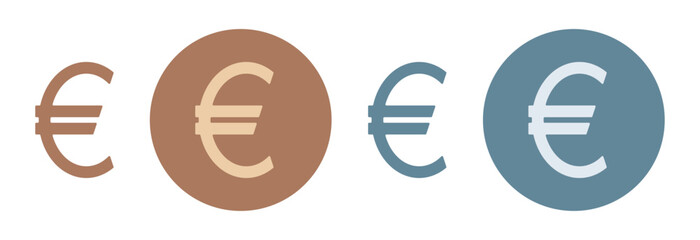 Obraz premium Silhouette of the euro currency symbol. The concept of finance and economics. Currency and money. Icon for web or mobile. Set of flat icons. Vector illustration EPS10