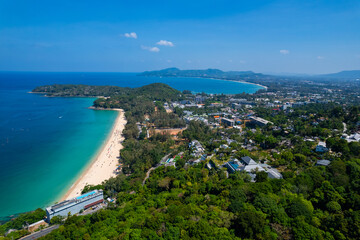Obraz premium Stunning aerial view of haad laem sing beach in Surin Phuket, Thailand
