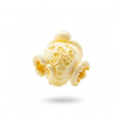 Single popcorn isolated on white background