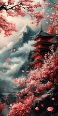 Cherry Blossoms  Pagoda.