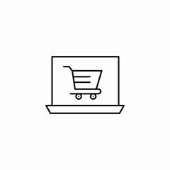 laptop shopping cart icon sign vector