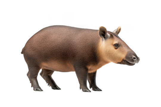 Isolated tapir standing still on transparent background