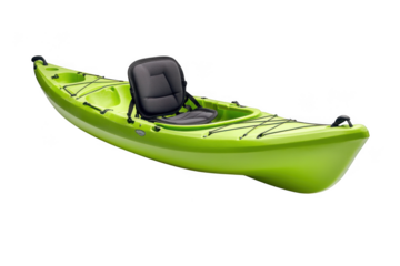 Lime green kayak with seat on transparent background