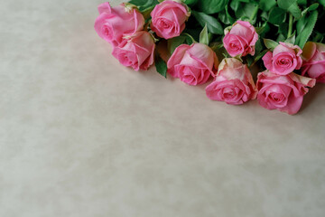 pink roses on a light background bouquet flowers love congratulations holiday mood beautiful...
