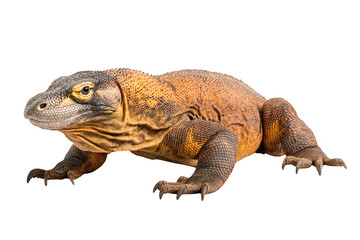 Fototapeta premium Komodo dragon crawling isolated on transparent background