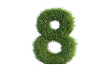 Grass number eight illustration on transparent background