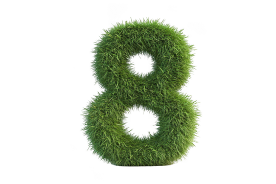 Grass number eight illustration on transparent background