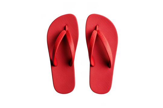 Pair of red flip flops isolated on transparent background