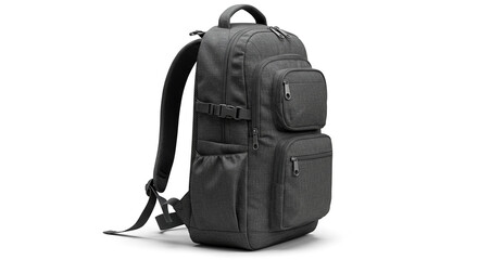 Naklejka premium side view travel backpack on white background