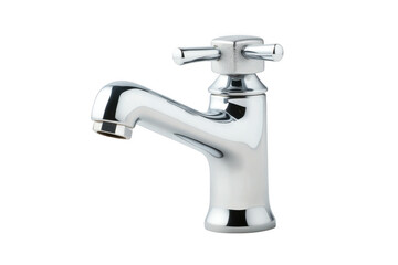 Shiny chrome faucet isolated on transparent background