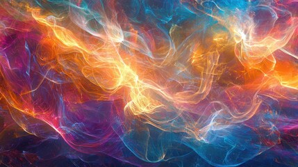 Swirls of vibrant colors blend together, evoking feelings of warmth and coolness. The design captures the dynamic motion between fire and ice, showcasing an artistic flair