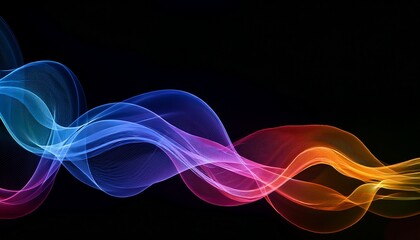 waves of vibrant digital smoke glowing colorful smoke trails on a black background ai generated