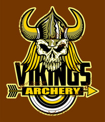 Fototapeta premium archery team design with viking skull mascot and target for school, college or league sports