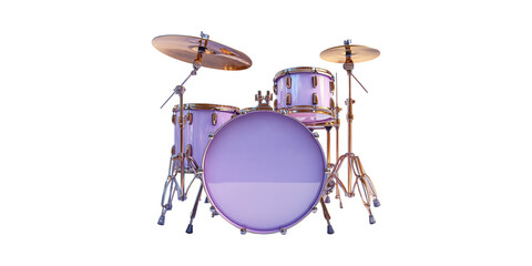Drum Set With Cymbals. Musical Instrument For Bands And Performances Isolated On Transparent Background