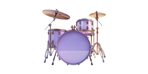 Drum Set With Cymbals. Musical Instrument For Bands And Performances Isolated On Transparent Background