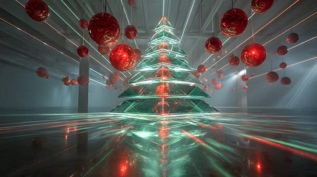 Geometric Abstract Christmas Tree Festive Holiday Art Installation