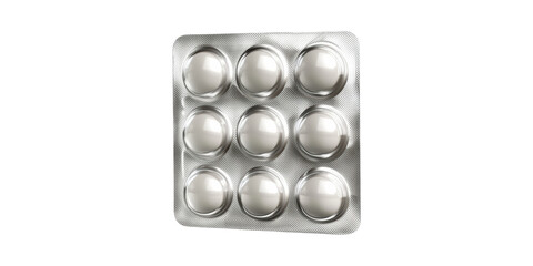 Blister Pack Of Pills. Pharmaceutical Packaging And Medication Concept Isolated On Transparent Background
