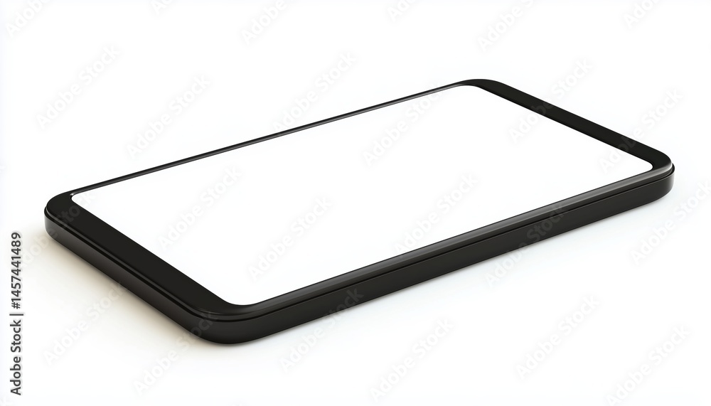 Poster close-up smartphone mockup with blank screen displayed on a white background. technology concept for