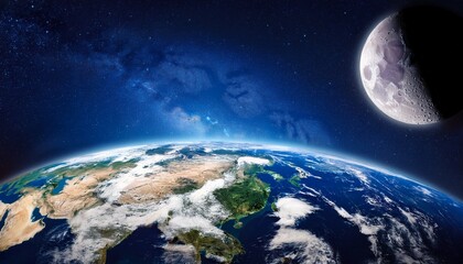Obraz premium earth and moon planet earth in space