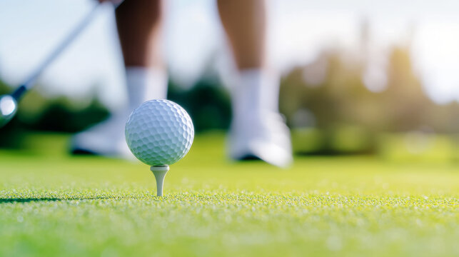 Golf training session with coach observing techniques on a sunny day