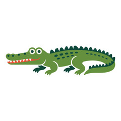 Green Crocodile Cartoon Illustration A Simple and Friendly Reptile Design with a Playful Smile and Smooth Texture