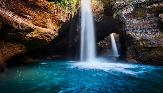 waterfall in a rocky cave