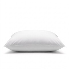 Plain white rectangular pillow isolated on a white background. Soft bedding accessory for sleep