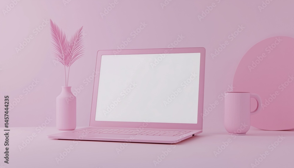 Poster blank screen on laptop or notebook with clipping path on white background: technology concept with e