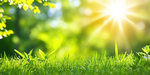 Obraz premium Lush Green Meadow Under Sunny Skies