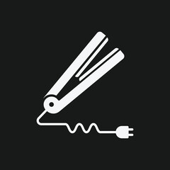 Minimalist Hair Straightener Icon Electric Styling Tool with Curly Cord and Plug