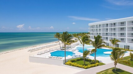 Fototapeta premium Luxury beach resort hotel with multiple pools and ocean view