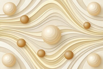 Abstract Cream Swirls with Beige Spheres - generated by ai