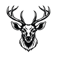 Naklejka premium deer head line art vector silhouette