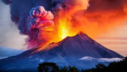 colorful volcano eruption graphic design