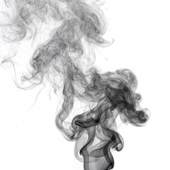 Fototapeta premium Billowing black smoke rising upwards on a white background