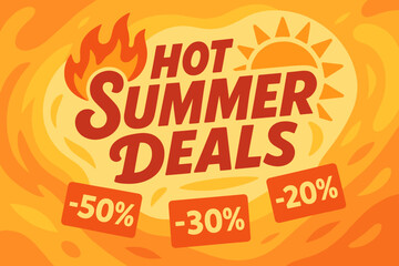 Summer Sale Promotion with Discounts on Bright Background  