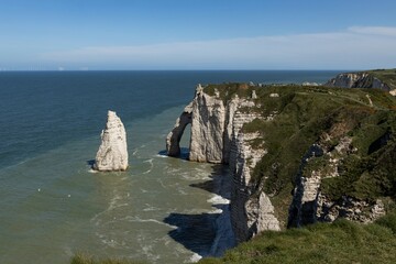 Beautiful Panorama in Etretat France ,Sea, Beach, Coast, Normandy, Atlantic, Ocean, Cliffs, Rocks,