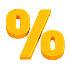 3D Yellow Percentage Symbol