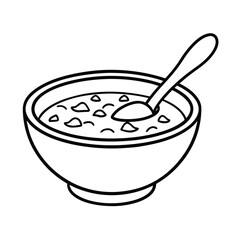 a bowl soup spoon inside coloring page vector art silhouette
