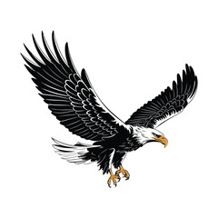 Powerful Bald Eagle Soaring with Wings Spread Wide in a Dynamic Pose Symbolizing Freedom and Strength in Nature